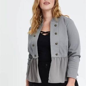 Torrid Gray Military Style Peplum Jacket